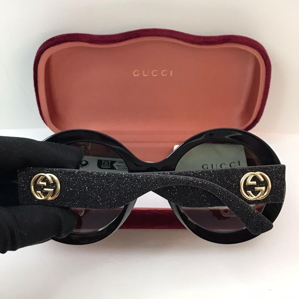 💯 Original  Gucci GG0101S 001 Grey Gradient Round Sunglasses.