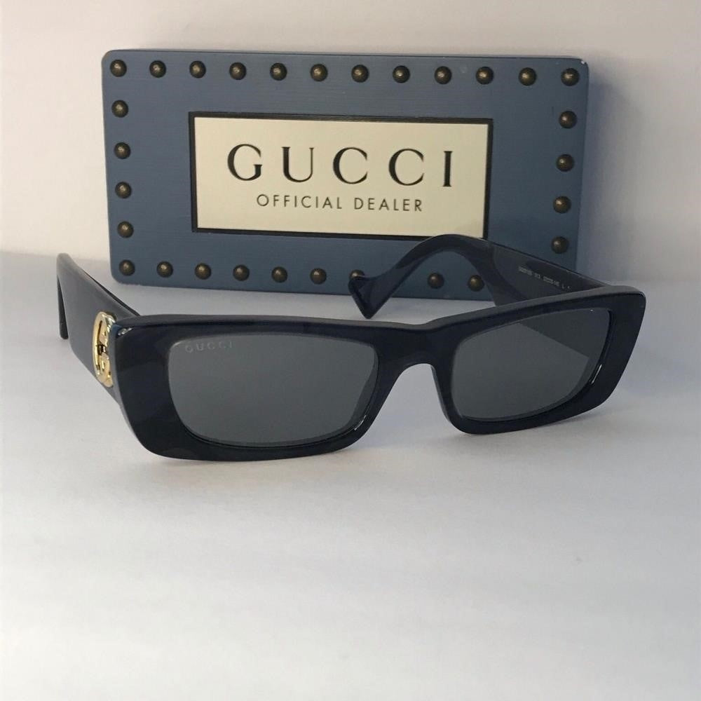 💯 - New Original Gucci Silver Rectangular Ladies Sunglasses GG0516S 013 52