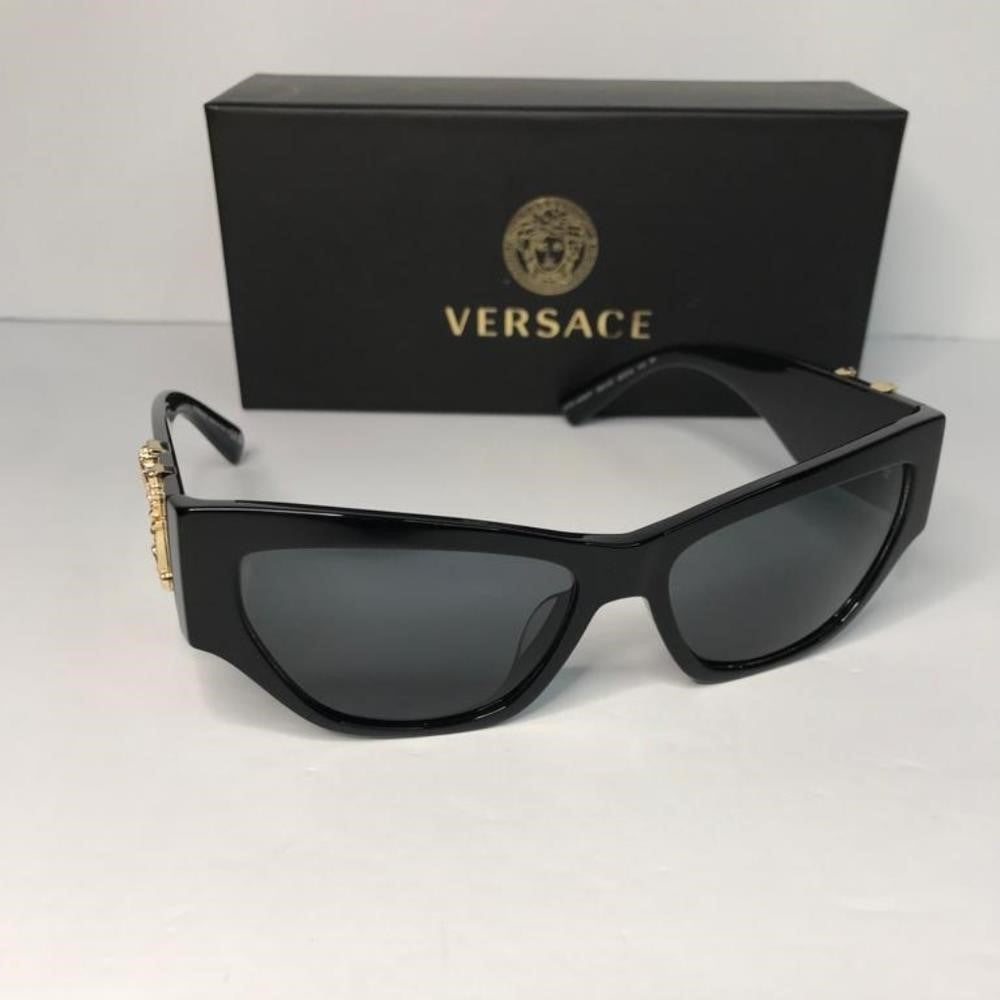 New- Versace VE4383 GB1/81 Sunglasses Women's Black/Grey Polarized Lens Cat E…