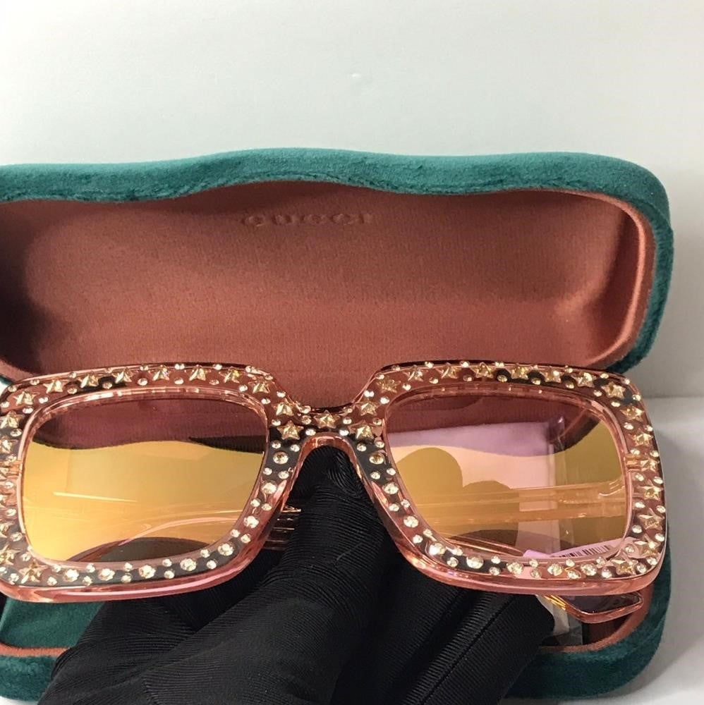 💯 Original GUCCI GG0148S 007 53  GG0148 53 mm Pink Sunglasses