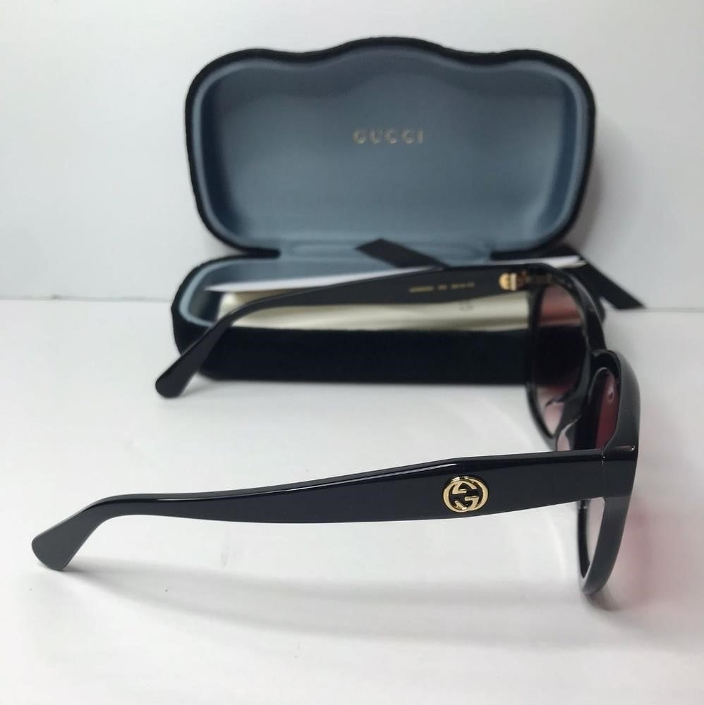 Gucci Sunglasses Women's GG0800SA 002 Black/Red Gradient Lenses 56mm