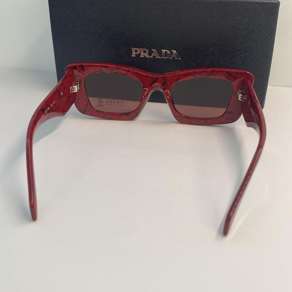 New Authentic PRADA  Acetate Symbole Sunglasses SPR 13Z Red Marble