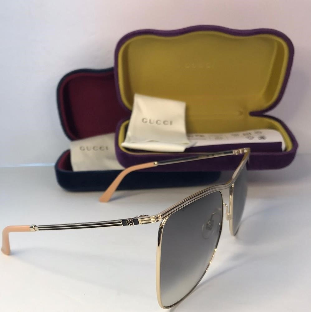 New  - 💯 Original GucciGucci Black/Gold Gradient GG0820S Square Sunglasses