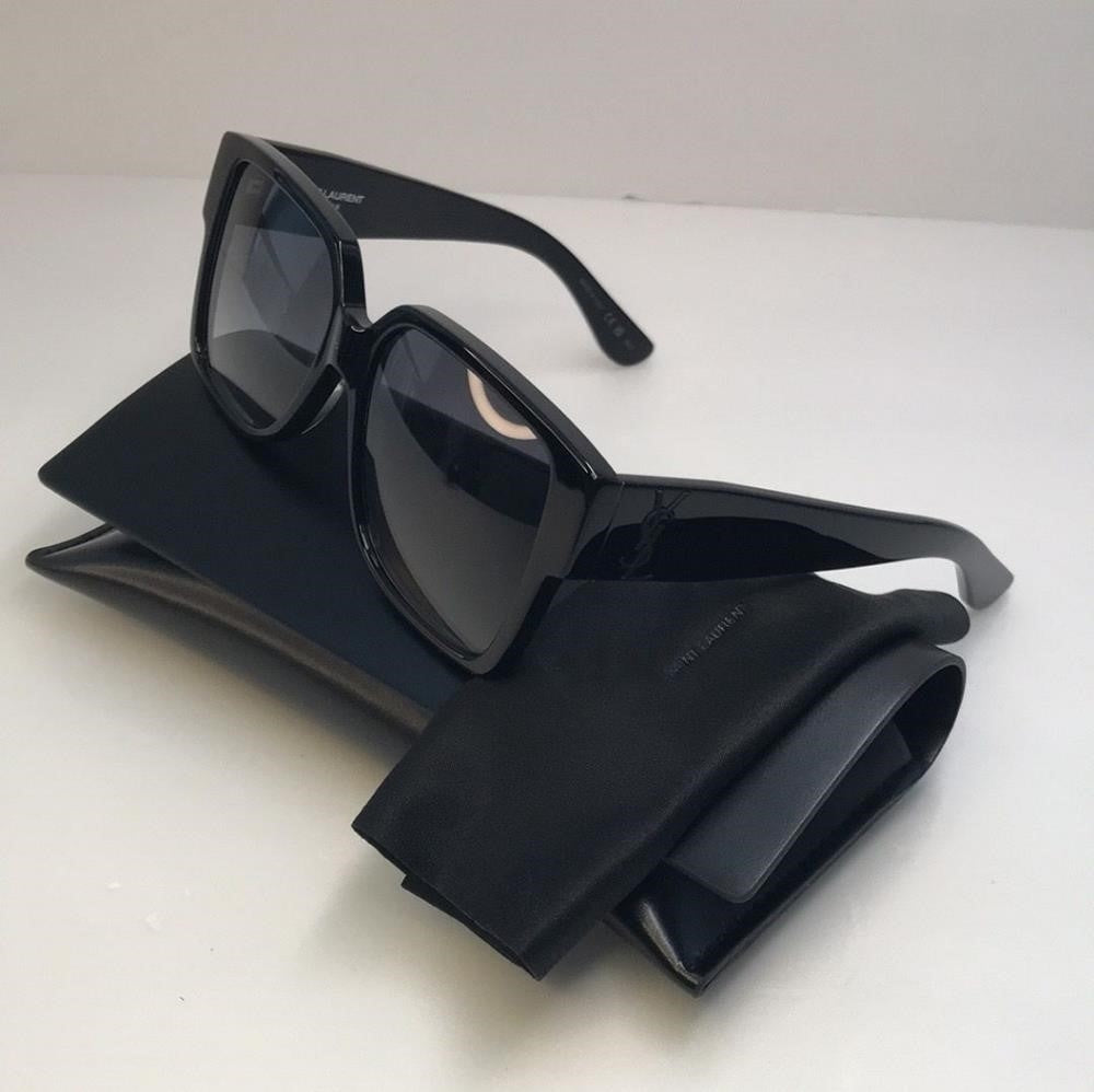 Saint Laurent Acetate Flat Top Sunglasses SL M9 002 Black