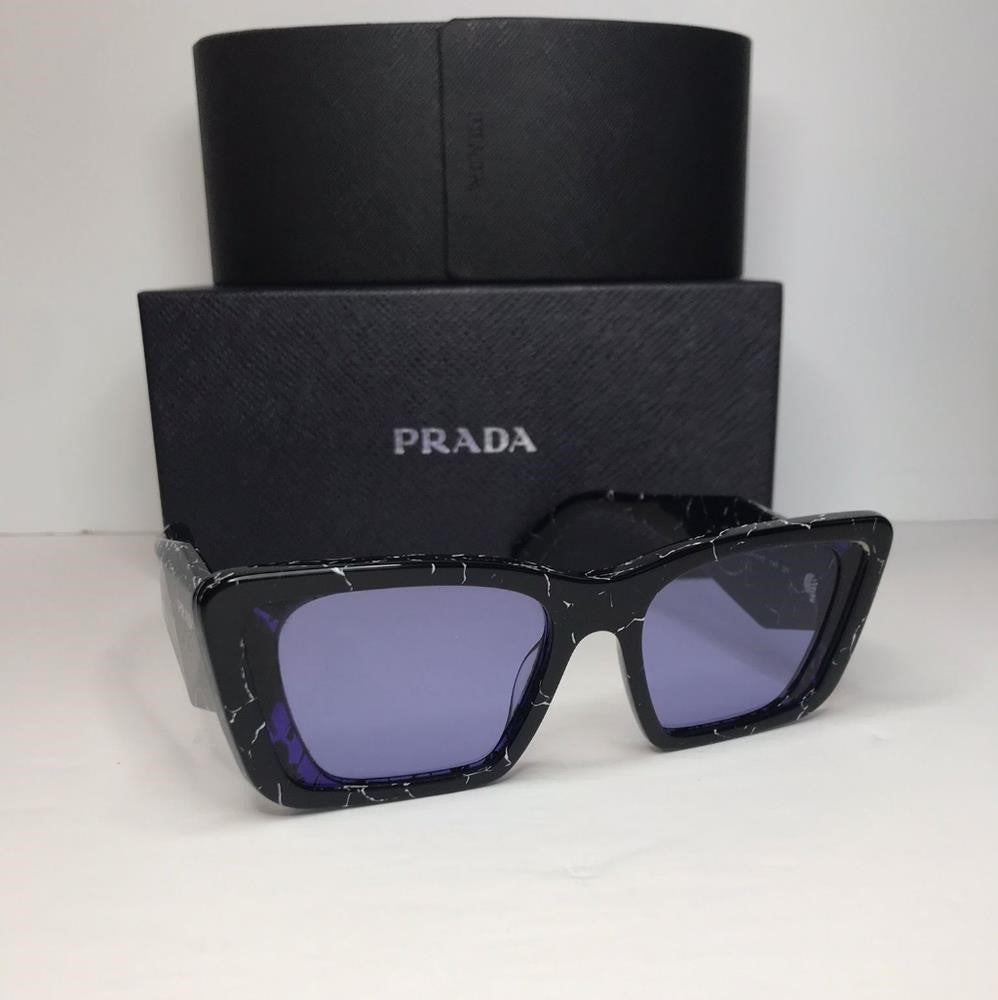 Prada PR-08YSF 03V01O Sunglasses Women's Black Dark Grey Butterfly Shape 51mm