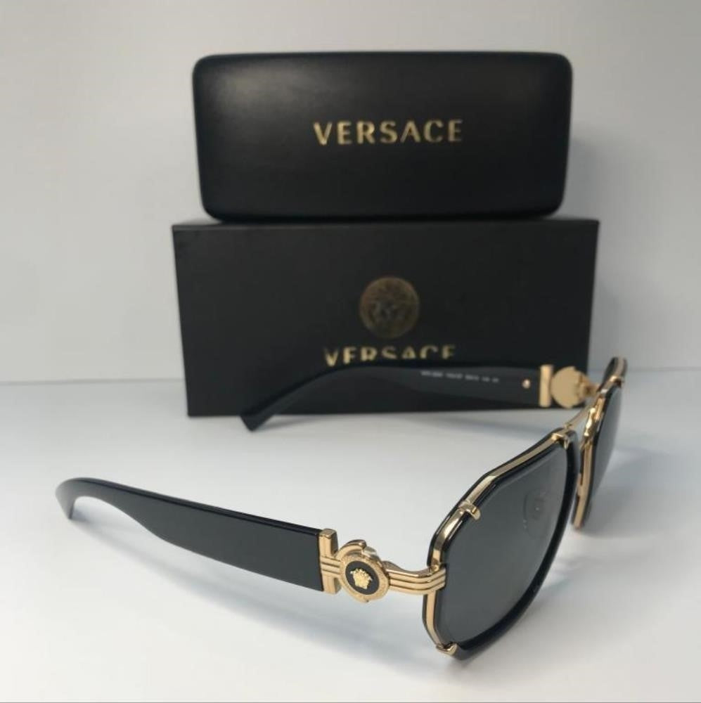 💯 Original VERSACE VE2228 100287 Dark Gray Irregular Men's Sunglasses