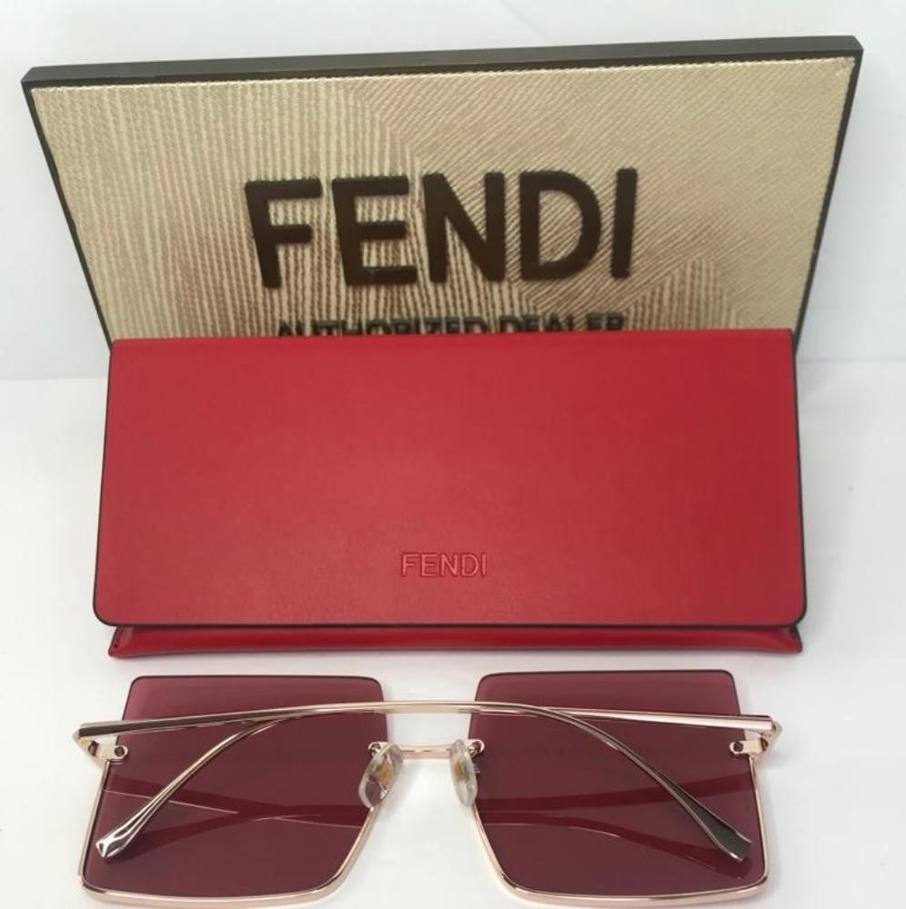 Original New Fendi Burgundy Square Ladies Sunglasses FF 0401/S 0DDB/48.