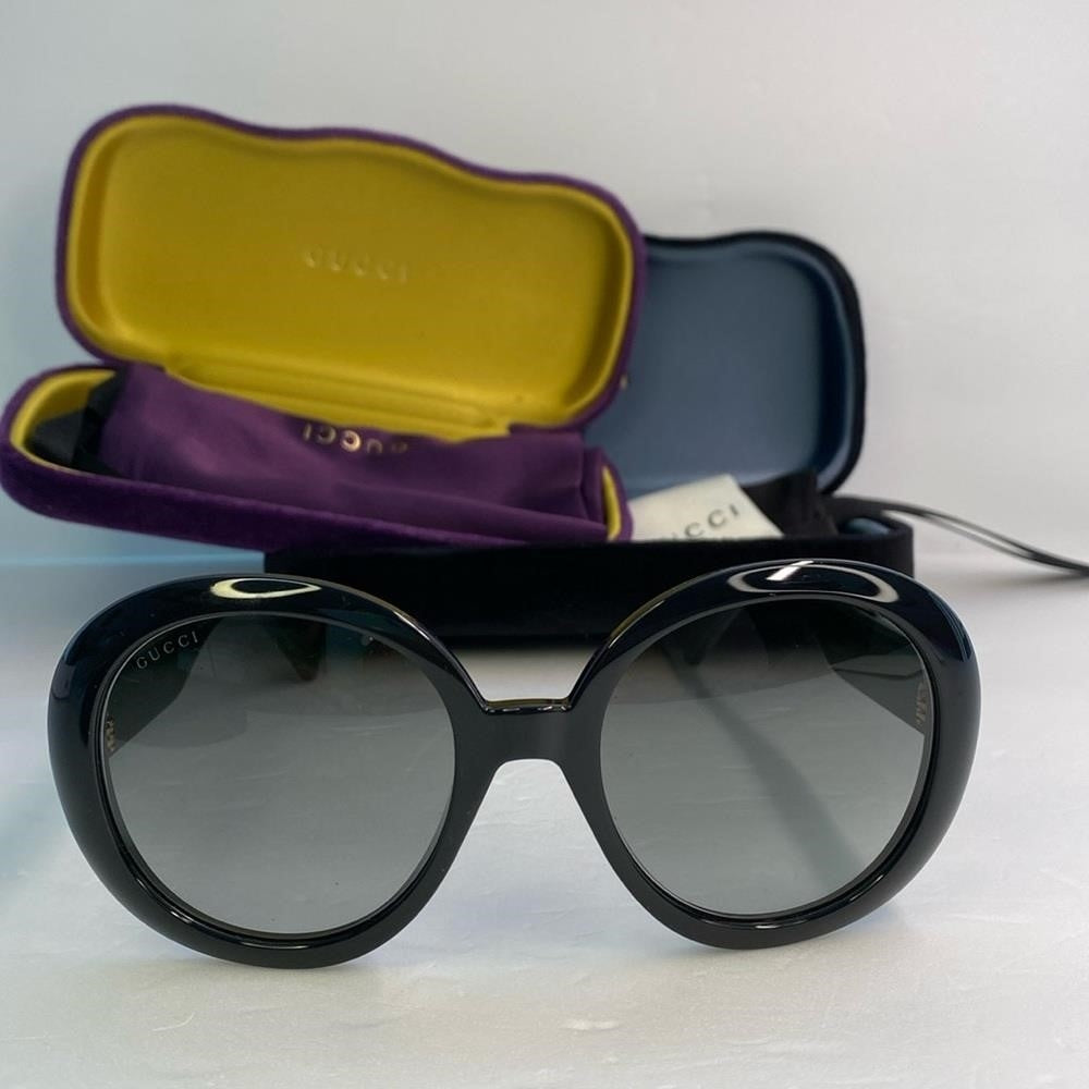 New 💯 Authentic Gucci Black/Web GG0712S Round Sunglasses