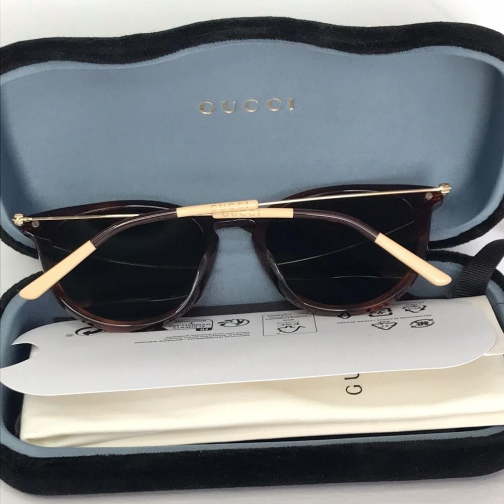 💯 original  GG1048S002 Round Sunglasses Havana Gold