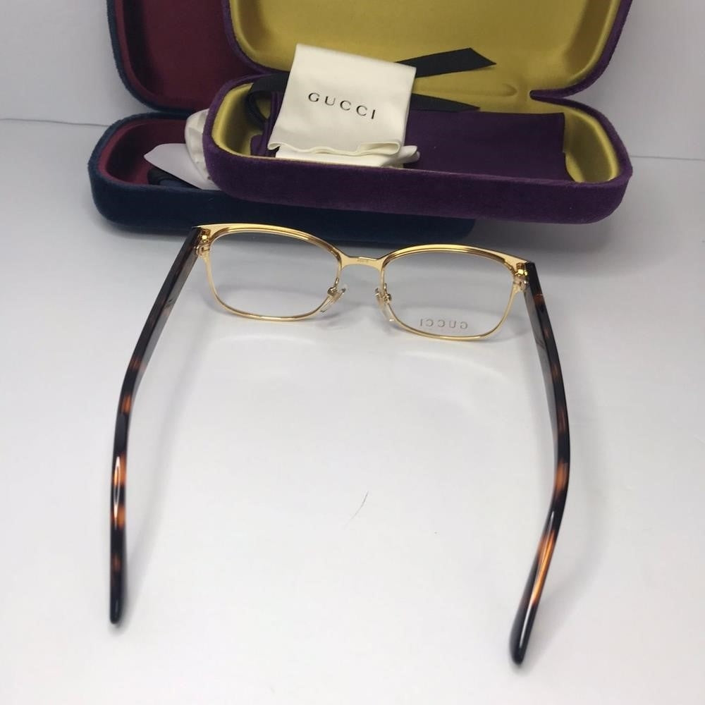 💯 orig Gucci GG0751O Women's Black Havana Frame Demo Lens Square Eyeglasses