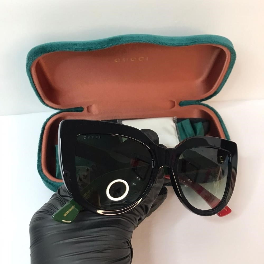 New - 💯 Original Gucci Sunglasses GG0164SN 003 Black with Red and Green Brown