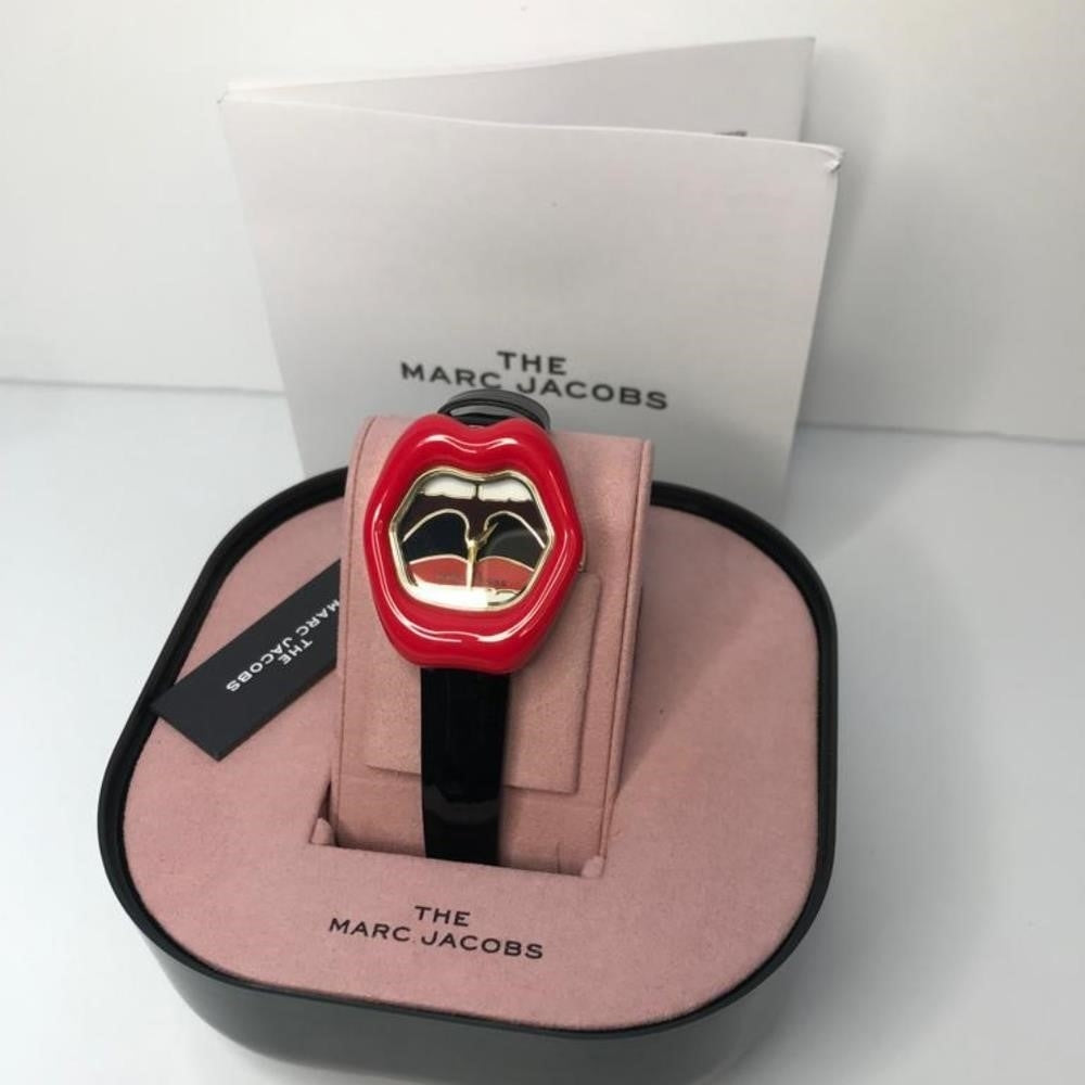 💯 Original Marc Jacobs The Lip Quartz Black Dial Ladies Watch MJ0120190889.