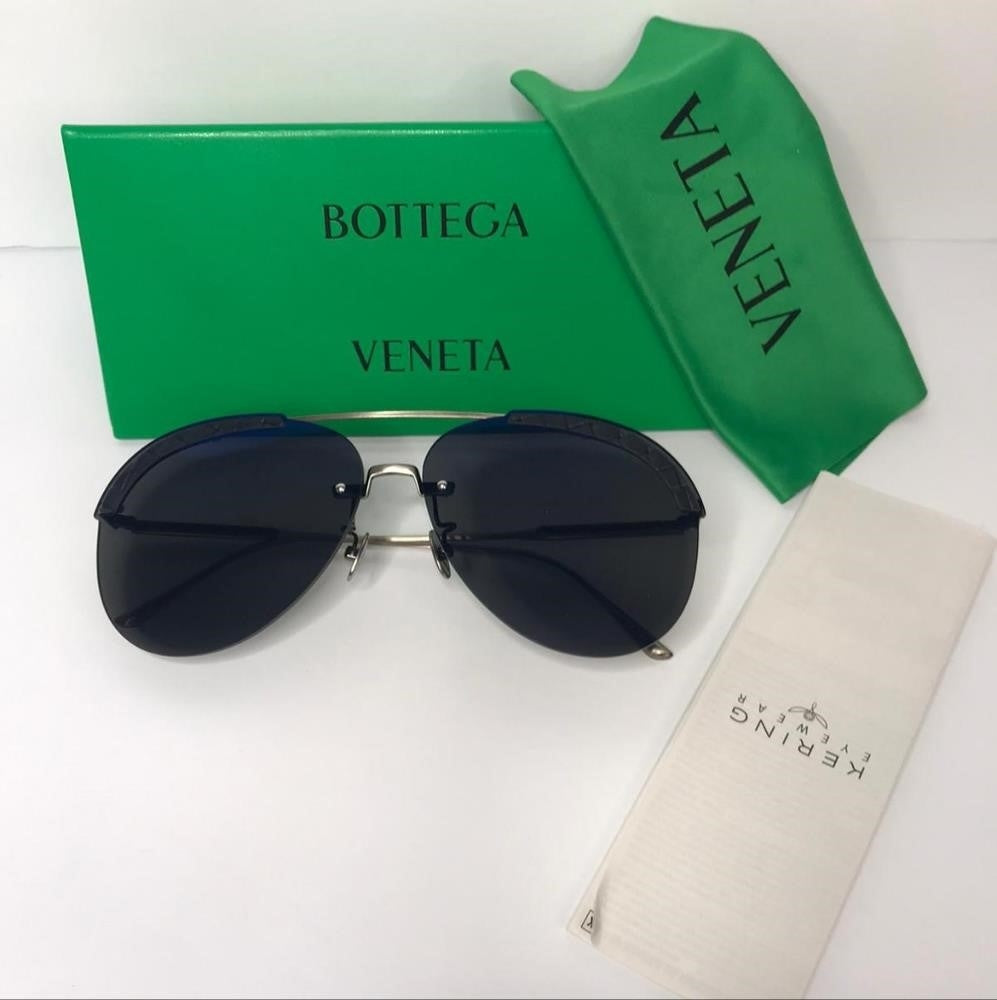 New - 💯original Bottega Veneta Blue Pilot Unisex Sunglasses BV0242S 003 63.