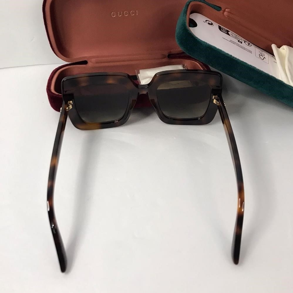 💯 Original Gucci Brown Gradient Rectangular Ladies Sunglasses GG0328S 002