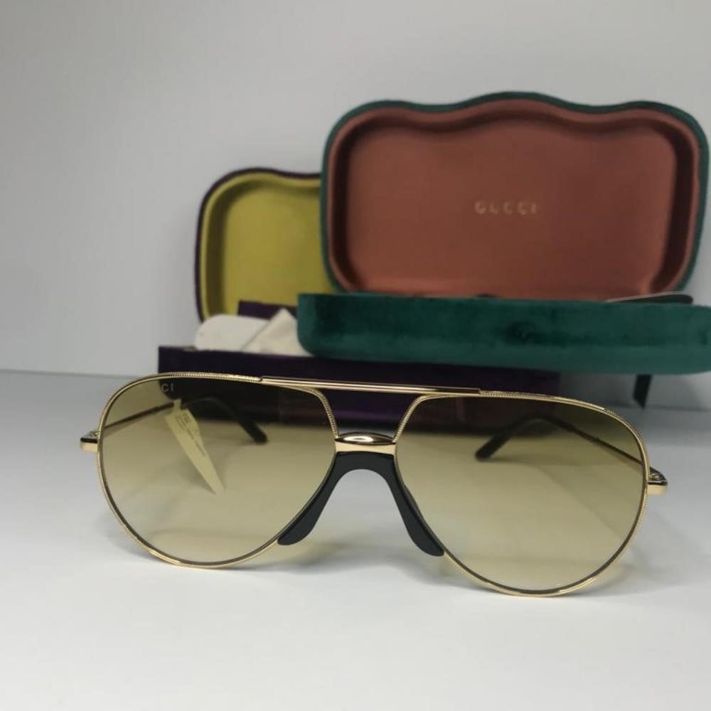 New - 💯 Original  Gucci Gold Tone/Yellow Gradient GG0432S Aviator Sunglasses