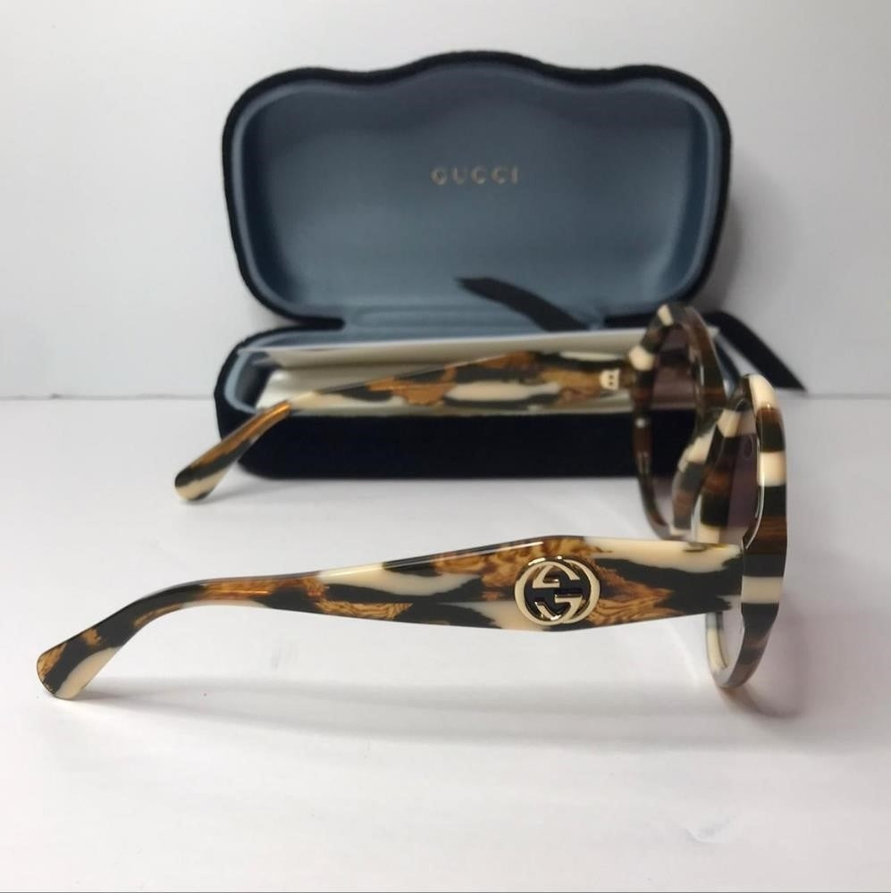 New - 💯 Authentic Gucci Round/Oval Sunglass GG0797S 004 Havana Red Luxury Eyew