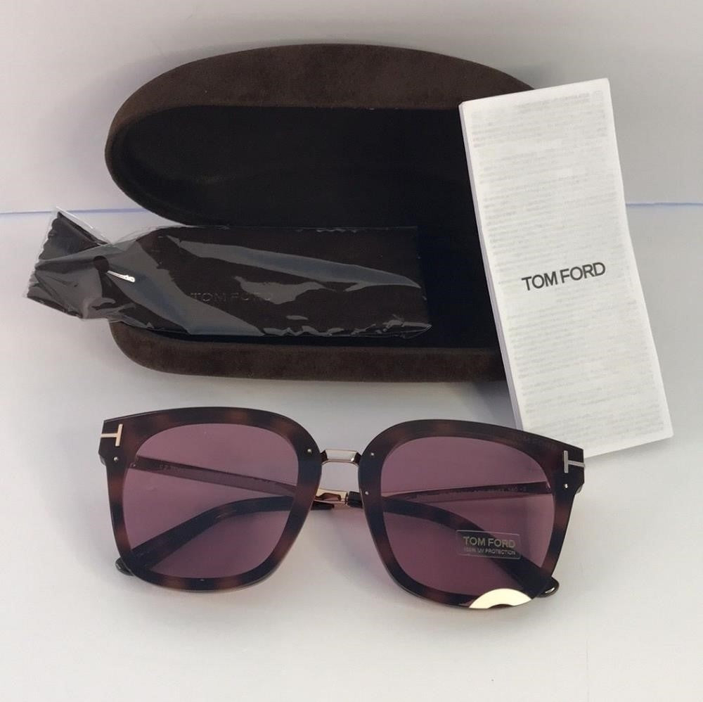 New 💯 Original Tom Ford® FT1014 Philippa-02 52Y - Shiny Dark Havana  Logo