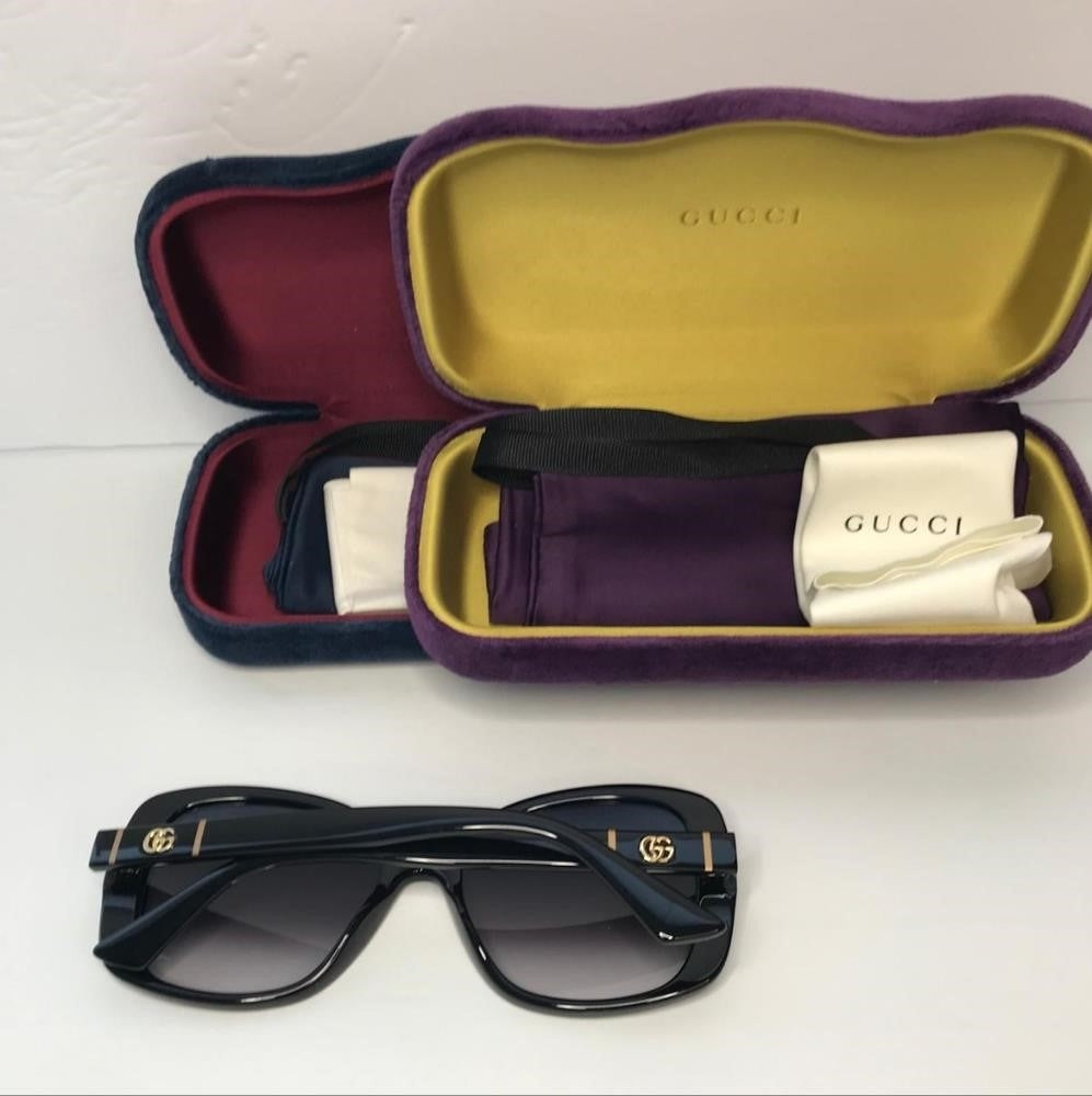 💯 Original Gucci Grey Gradient Square Ladies Sunglasses GG0762S 001 56.