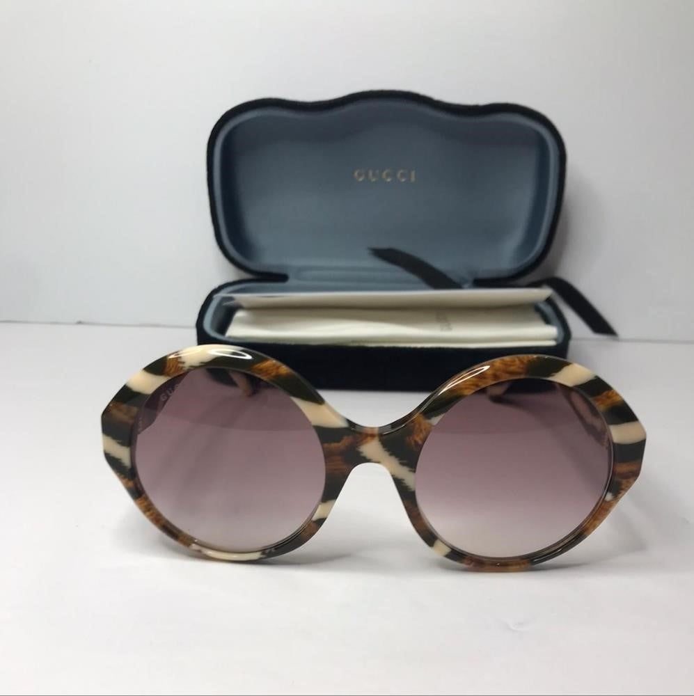 New - 💯 Authentic Gucci Round/Oval Sunglass GG0797S 004 Havana Red Luxury Eyew