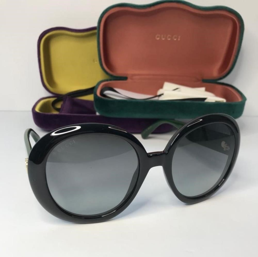 💯 Original Gucci Web Sunglasses GG0712S 001 Black-Green-Red/Grey Gradient Lens