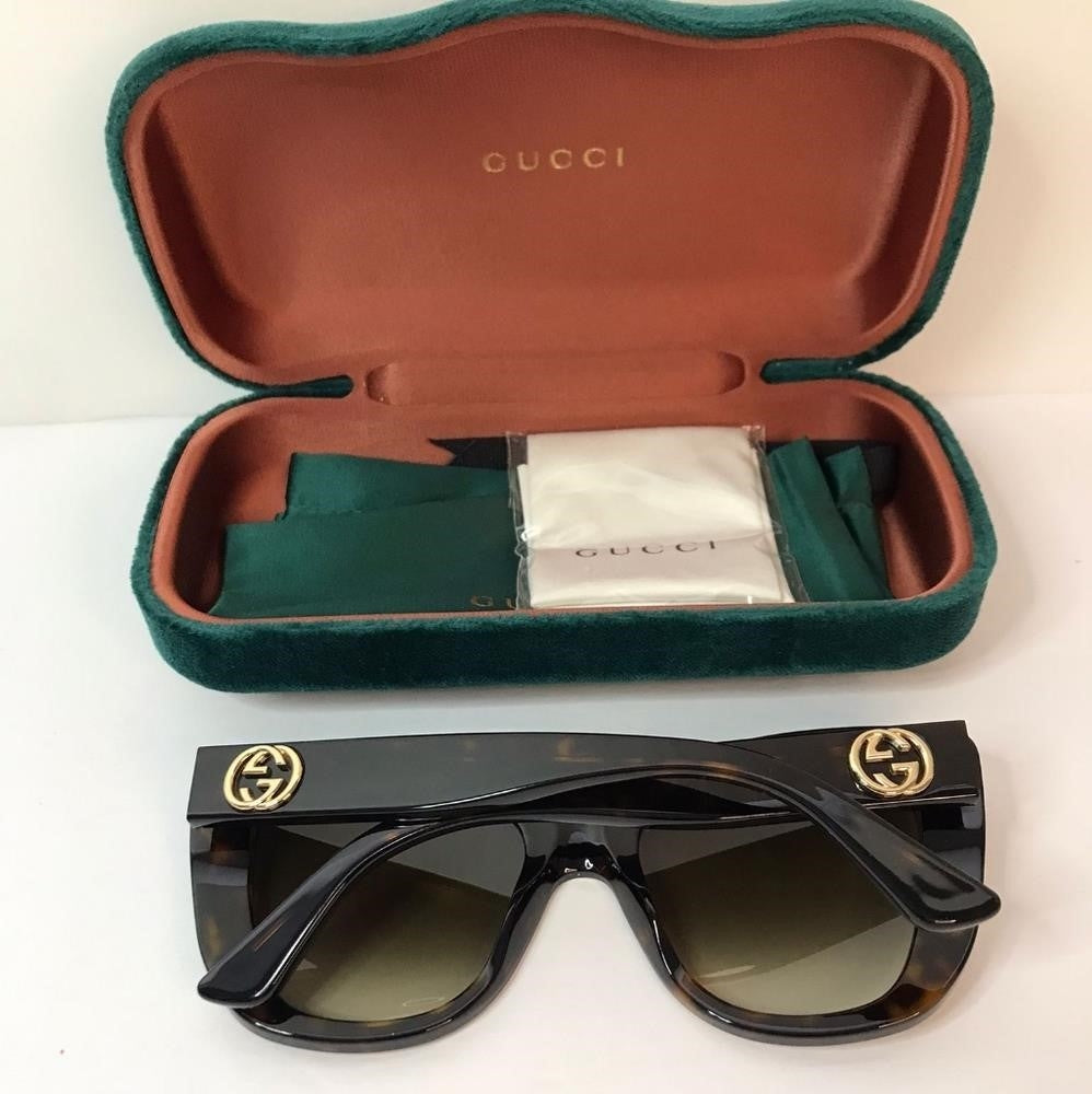 💯 Original Gucci Light Brown Butterfly Ladies Sunglasses GG0327S 002