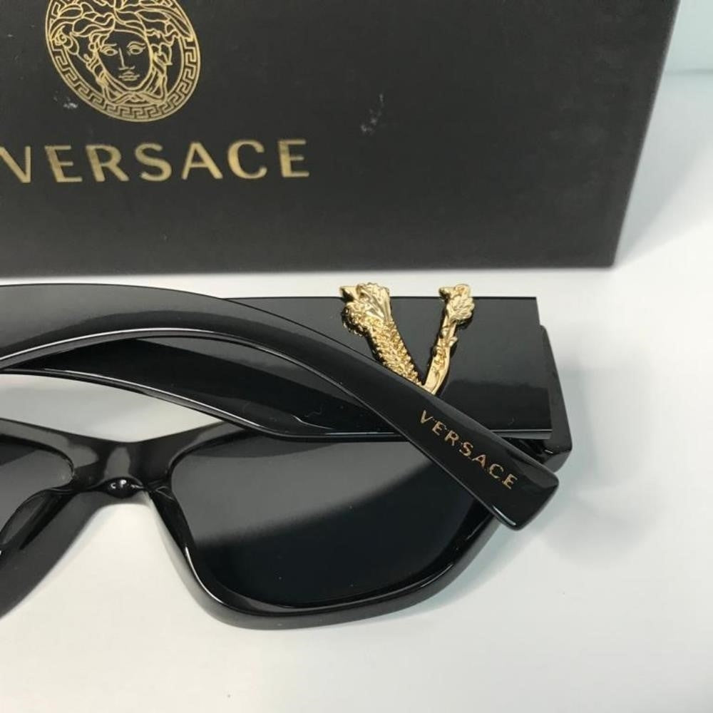 New- Versace VE4383 GB1/81 Sunglasses Women's Black/Grey Polarized Lens Cat E…