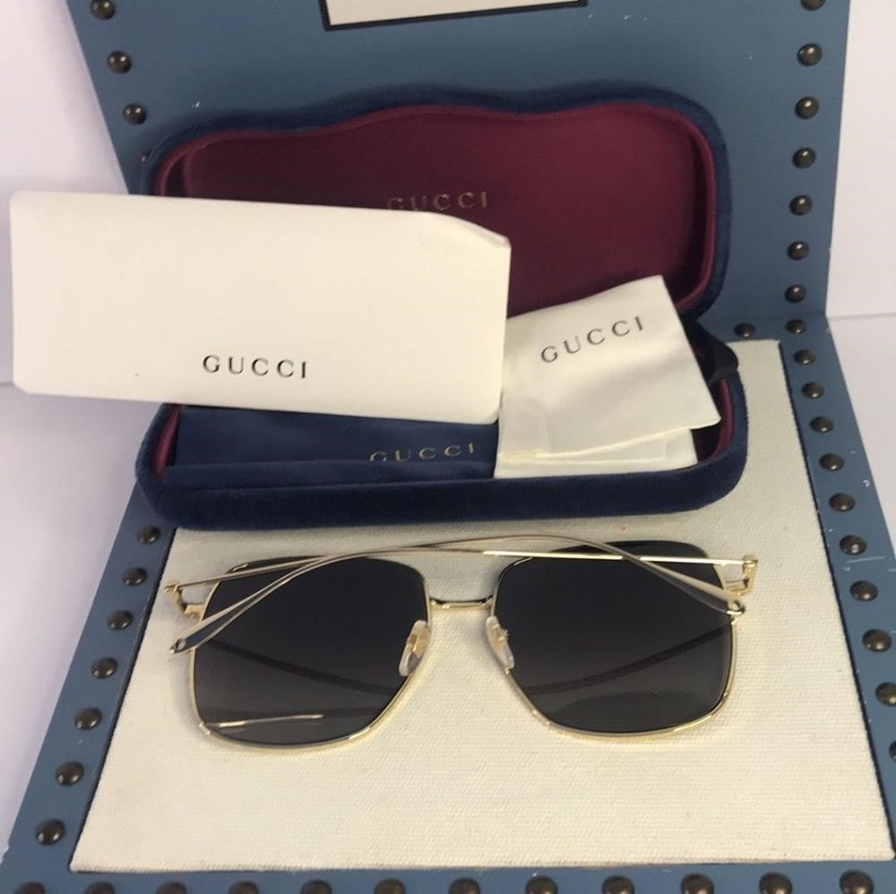 Ship sameda - New 💯 Original Gucci Grey Square Ladies Sunglasses GG1031S 001 59