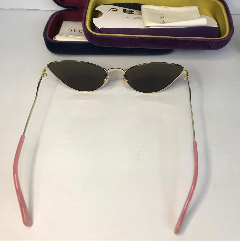 New 💯 Original Gucci GG1006S 002 Brown Gold Cat Eye Women S Sunglasses Gucci GG