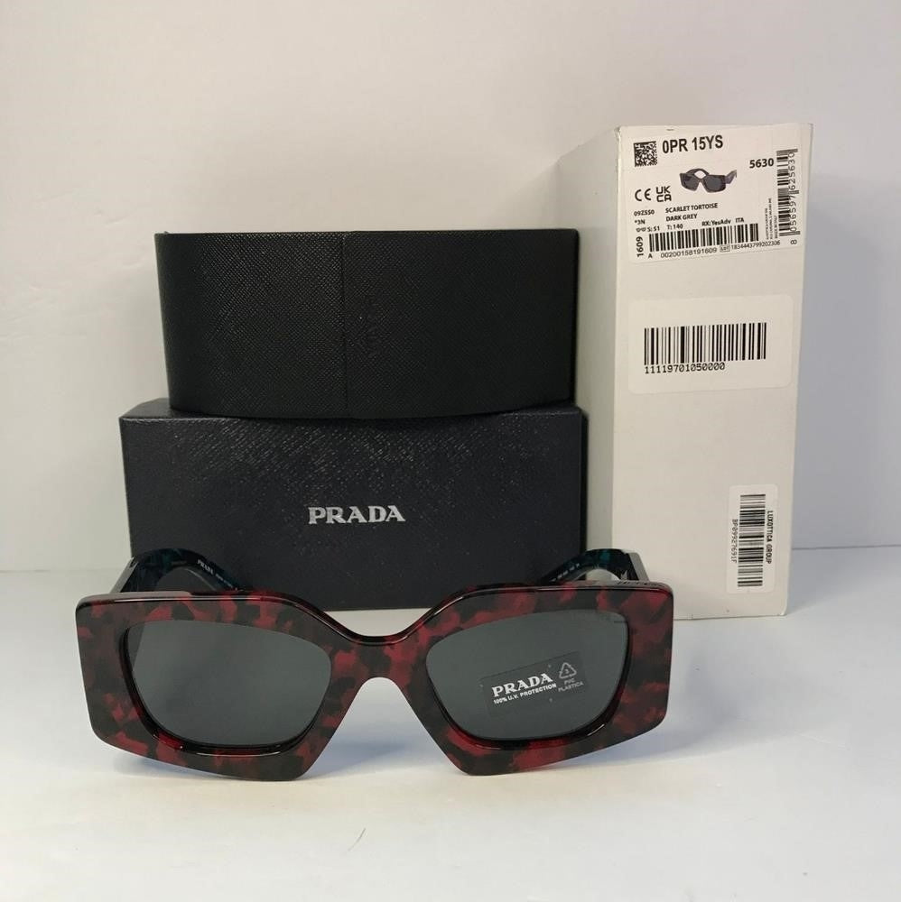 💯 Original PRADAAcetate Symbole Sunglasses SPR 15Y Scarlet Tortoise