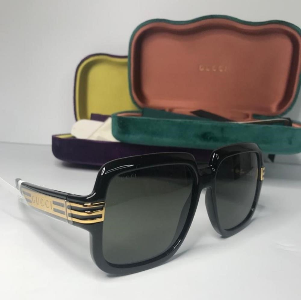 💯 Original  GUCCI GG0979S 001 Oversized Square Acetate Sunglasses - Black