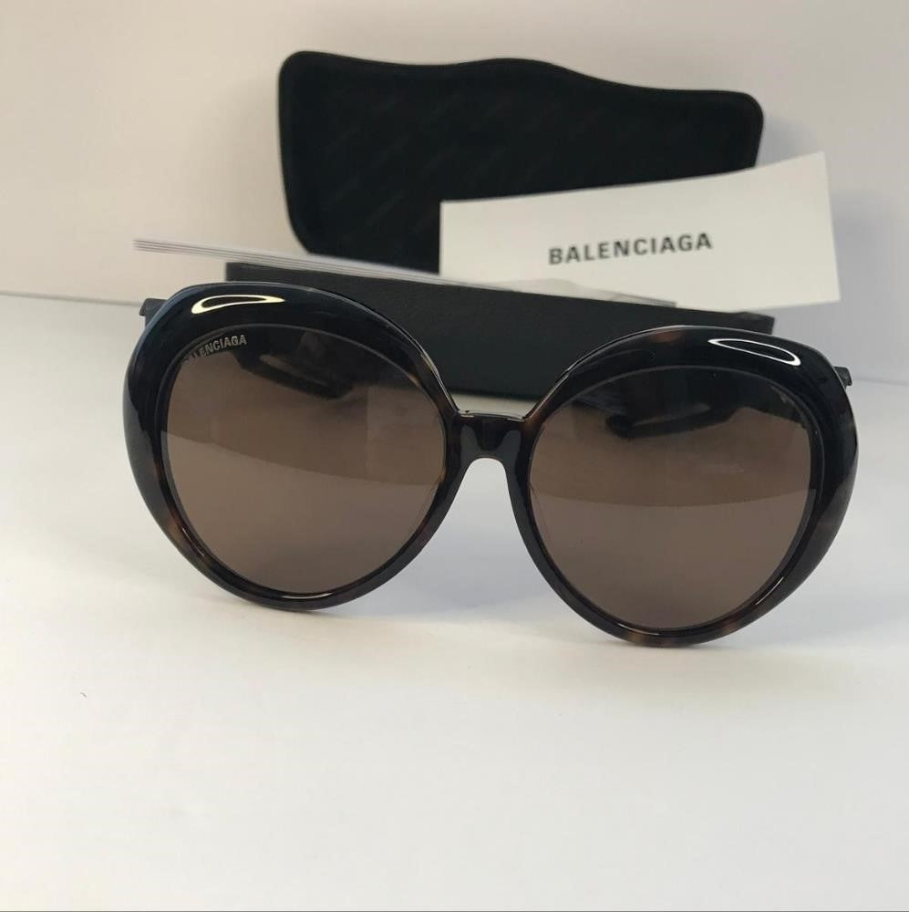 Balenciaga Women's BB0024SA BB/0024/SA 001 Havana Fashion Round Sunglasses 56mm