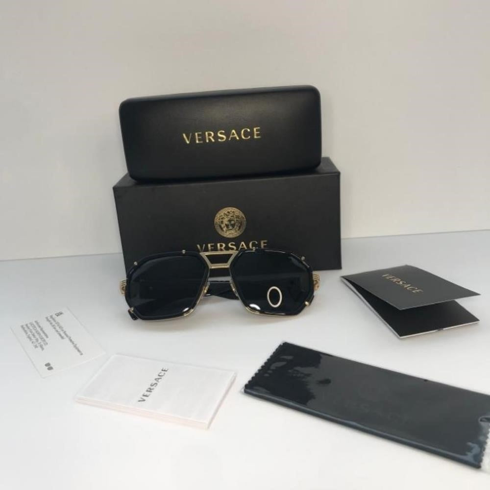 💯 Original VERSACE VE2228 100287 Dark Gray Irregular Men's Sunglasses