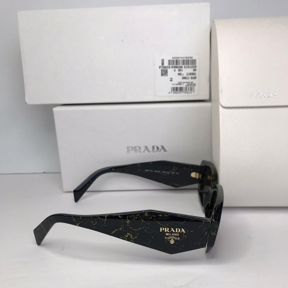 Authentic Prada0PR 17WS Sunglasses in Black/Yellow Marble