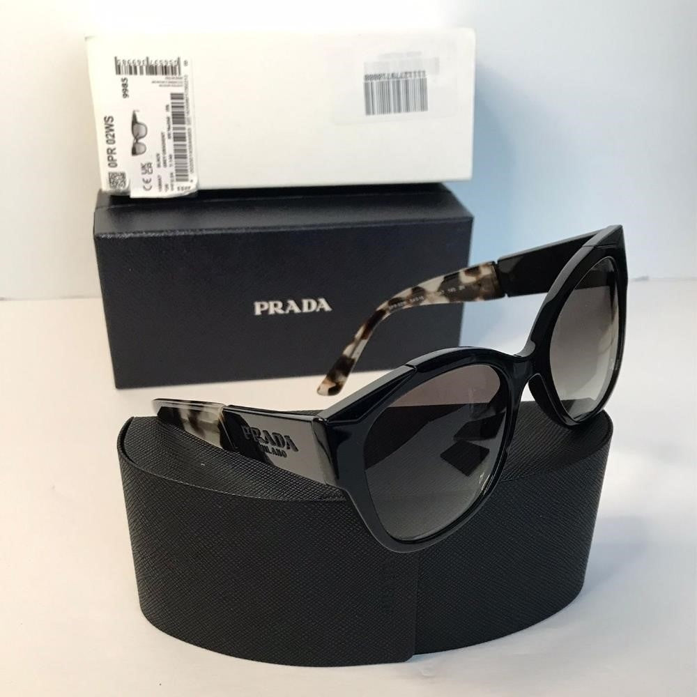 Authentic New Prada sunglasses model PR02WS, black frame variant, color code 1AB