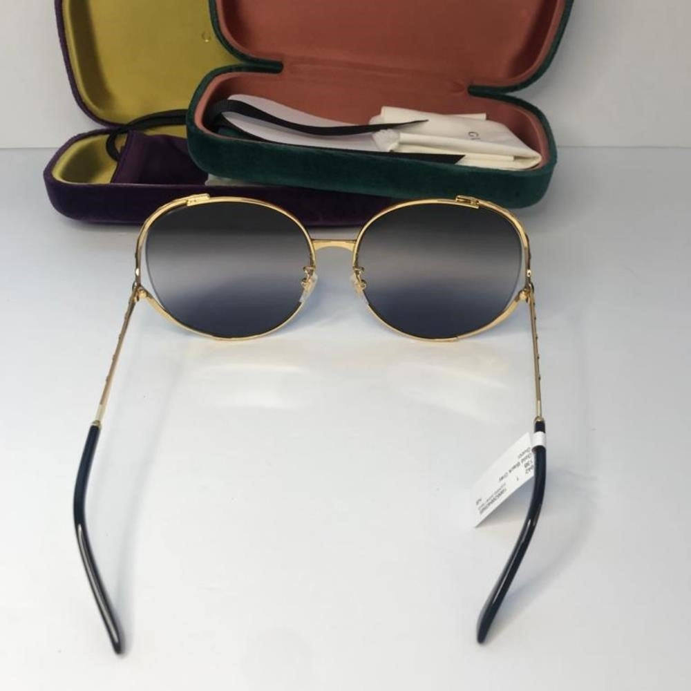 New - 💯 Original  GUCCIMetal Round Frame GG0595S Sunglasses Gold Black