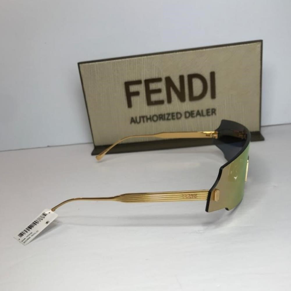 💯 - Original New  FF 0440 FENDI Rectangle-frame gold-tone mirrored sunglasses