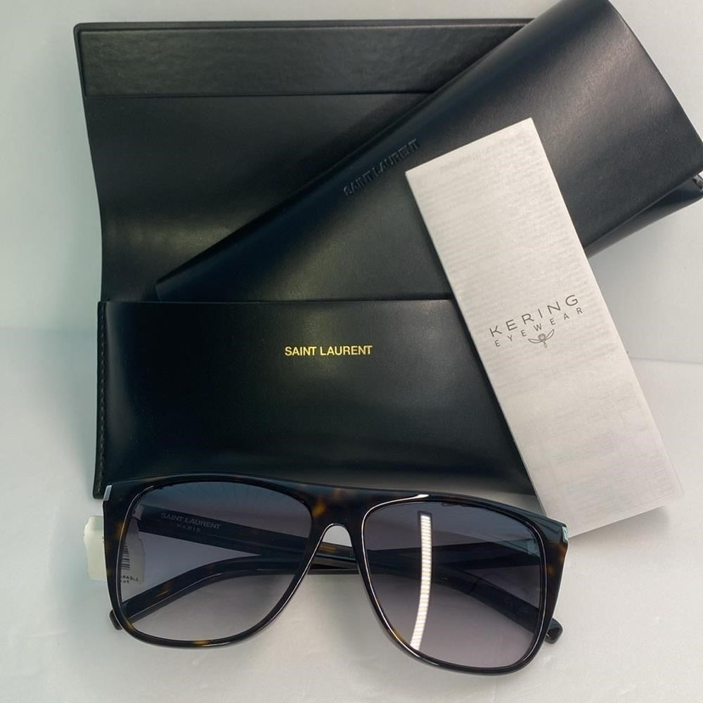 New 💯 Original SAINT LAURENT  Acetate Flat Top SL1 Sunglasses Tortoise