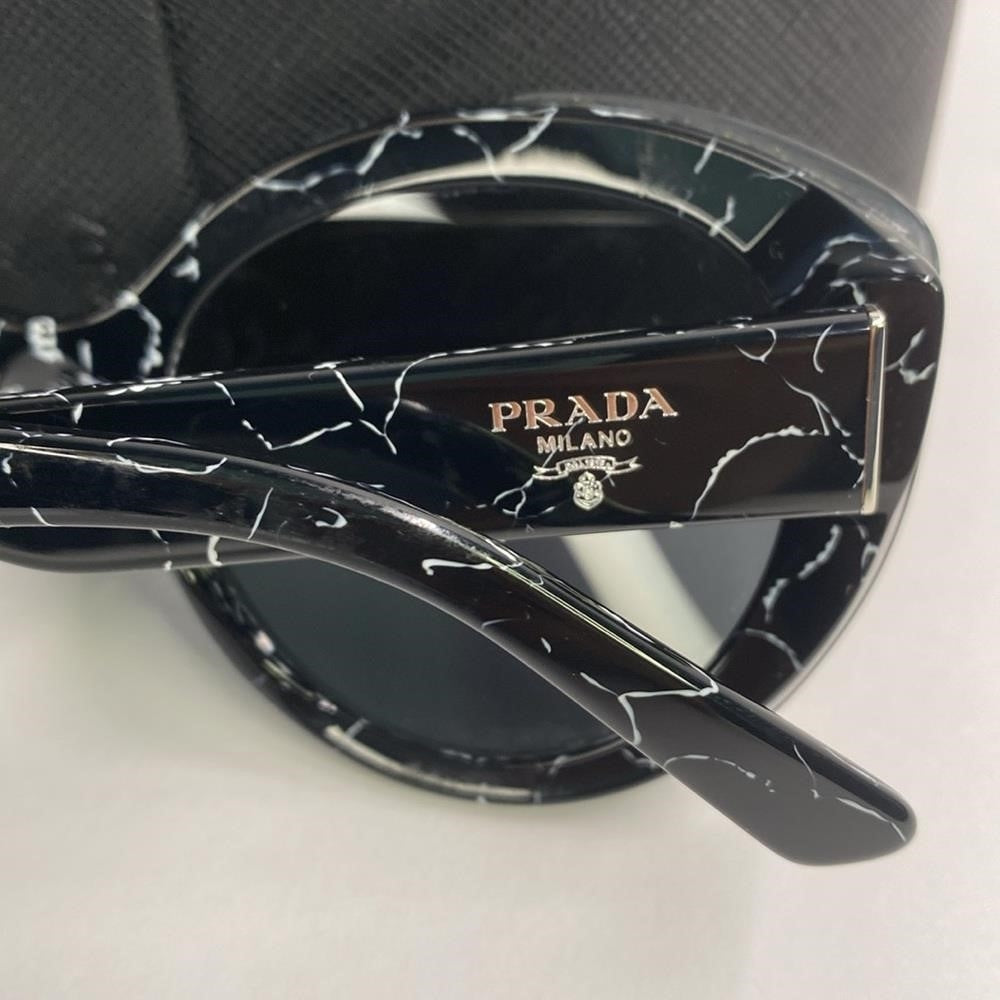 PRADA SPR 01Y 09V-5S0 round sunglass black marble  top black transparent