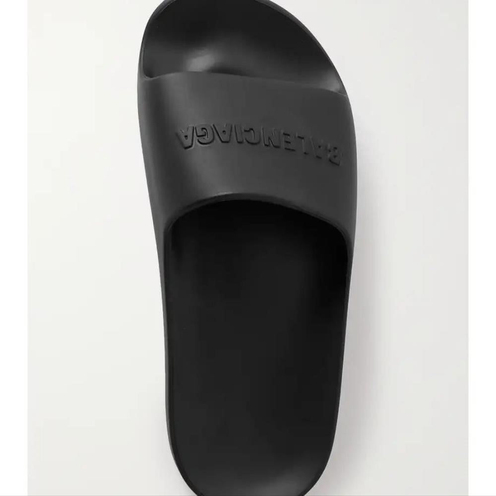 💯 New Original BALENCIAGA Logo rubber platform slides