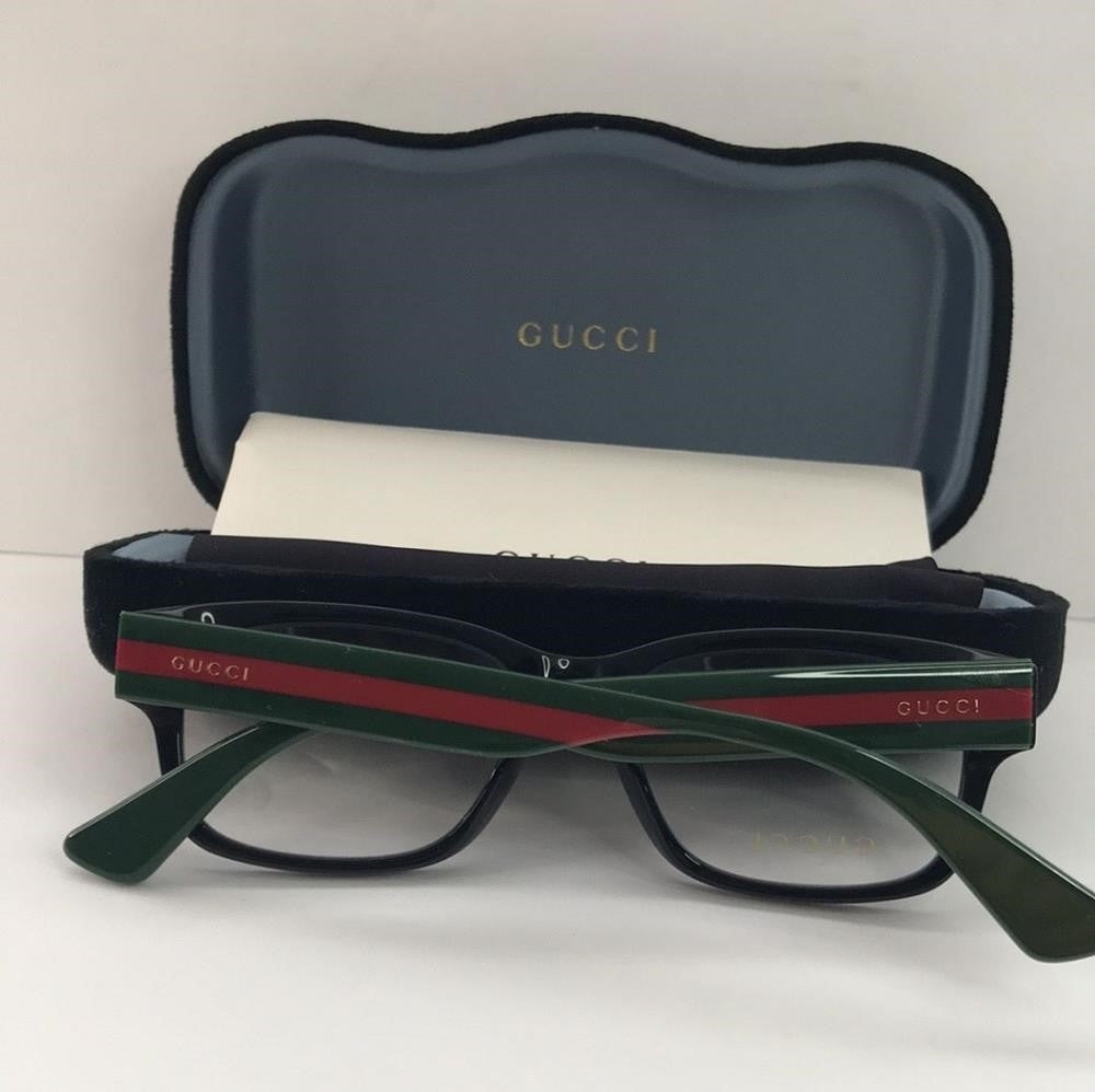 Gucci Eyeglasses Urban GG0343O GG/0343O 007 Black/Green/Red Optical Frame