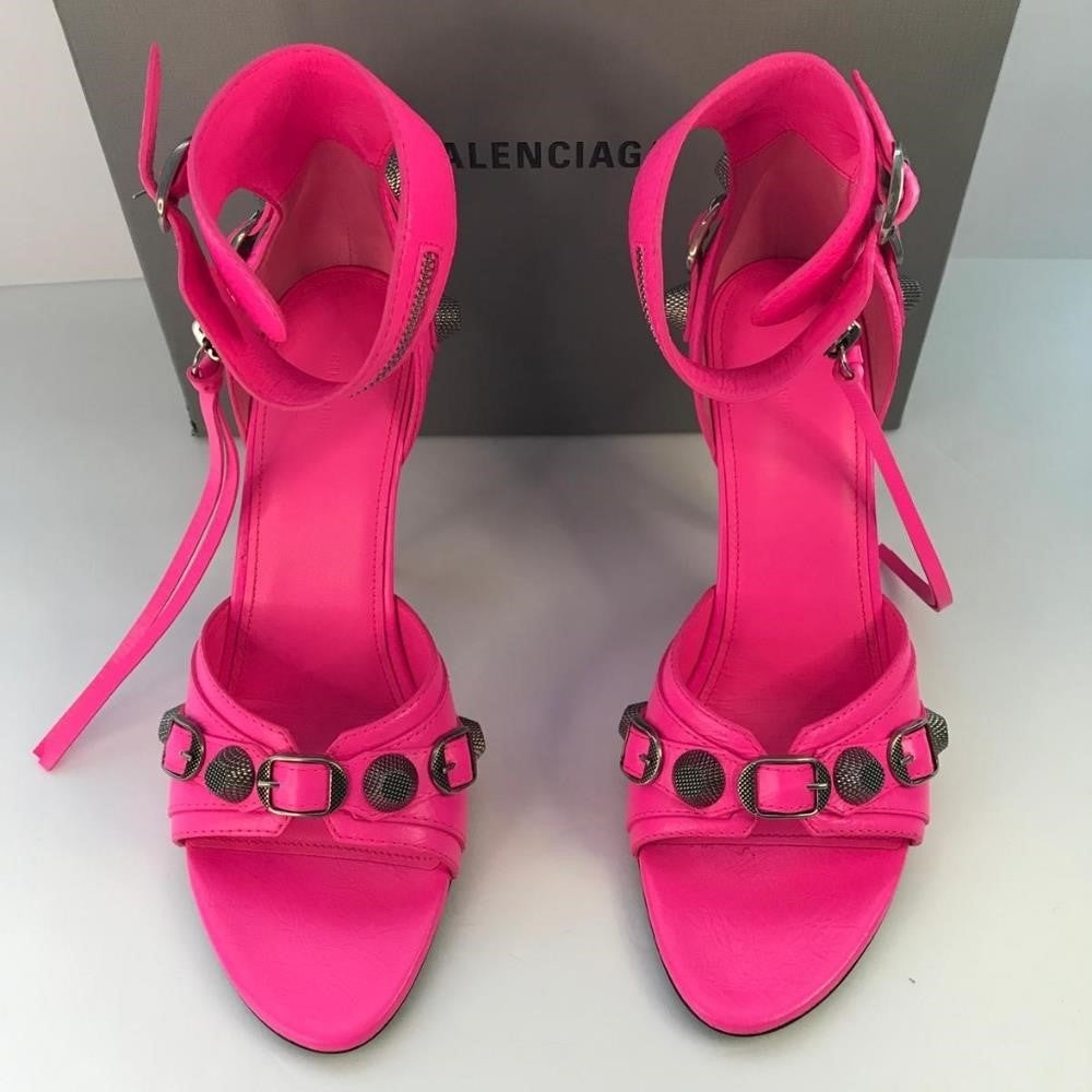 New - 💯 Authentic   BALENCIAGA Cagole embellished crinkled-leather sandals SIZE EU 39.5