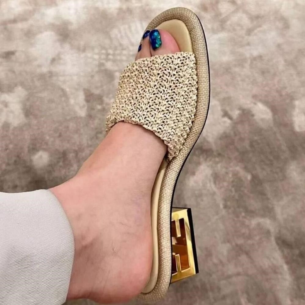 New 💯 Original FENDI RAFFIA MULES 60mm Slide Sandals