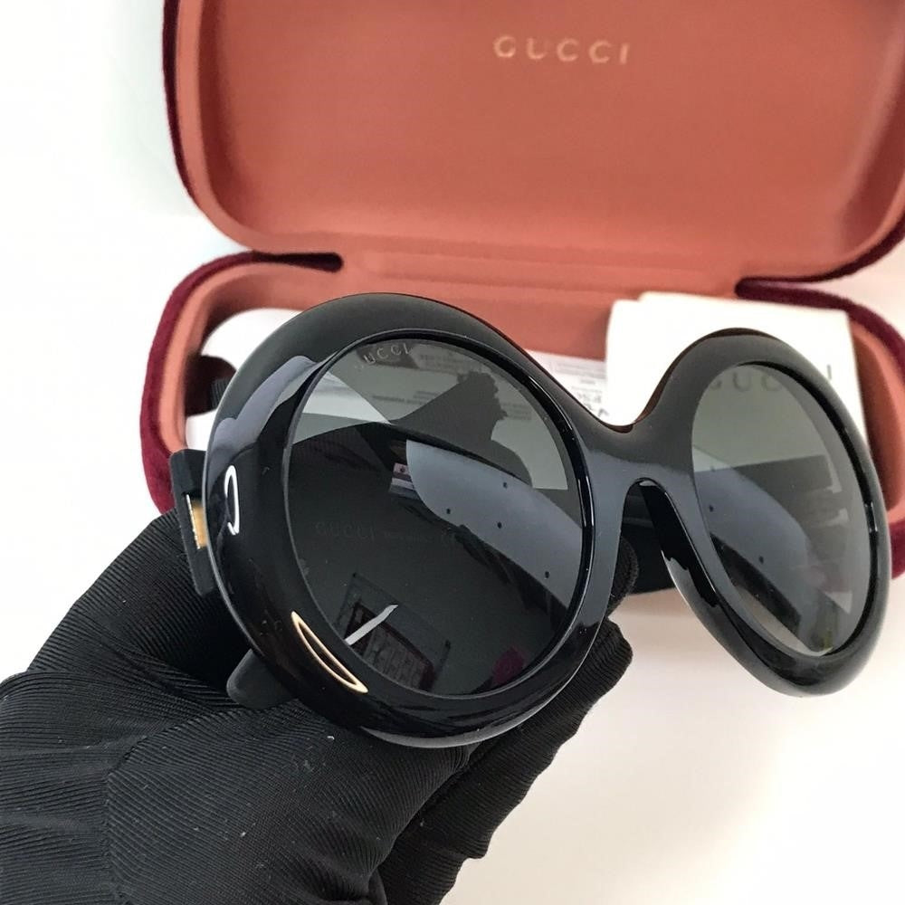 💯 Original  Gucci GG0101S 001 Grey Gradient Round Sunglasses.