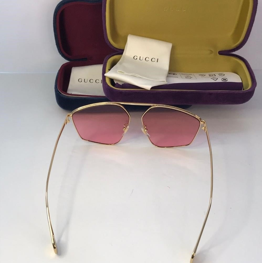 New  - 💯 Original Gucci Pink Acetate GG0437SA Geometric Sunglasses