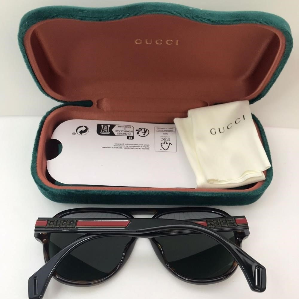 New - 💯 Original Gucci GG0463S Men's Aviator Sunglasses, Brown/Green