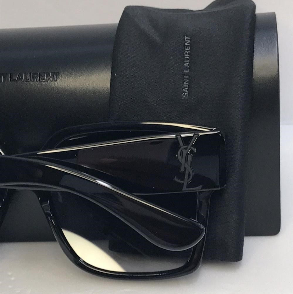 Saint Laurent Acetate Flat Top Sunglasses SL M9 002 Black