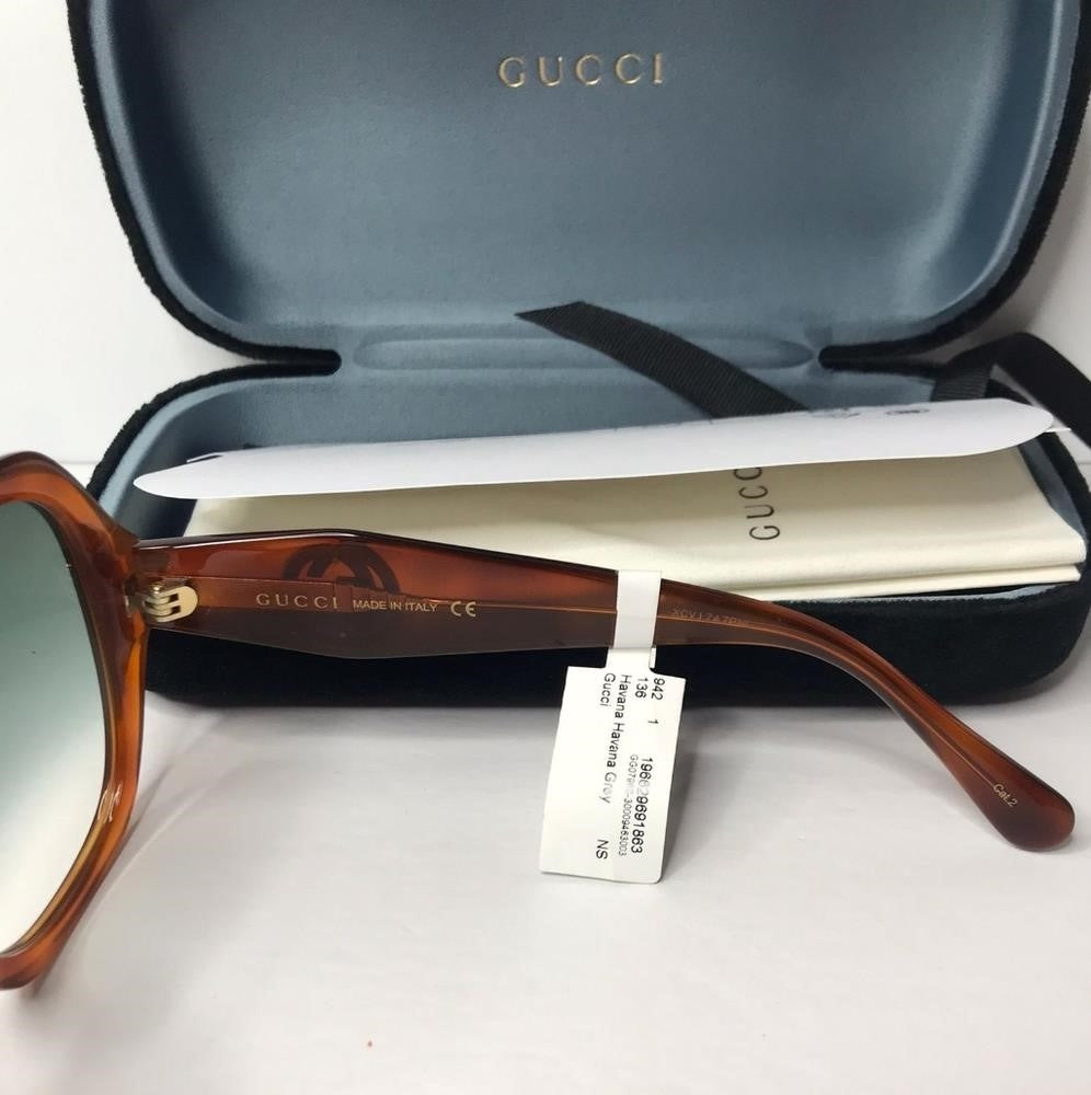 New - 💯  Original Gucci Grey Gradient Geometric Ladies Sunglasses GG0796S-003