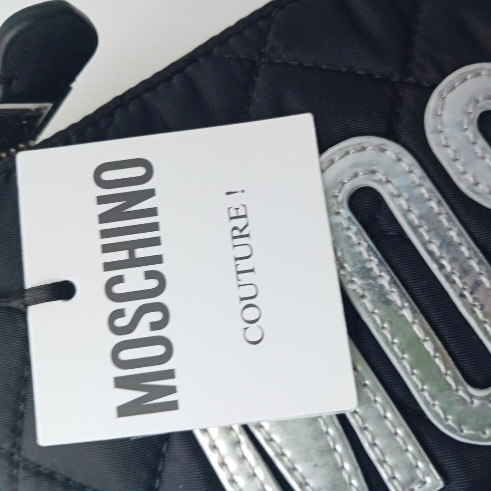 NWT Moschino Quilted Leather-Trim Pouch