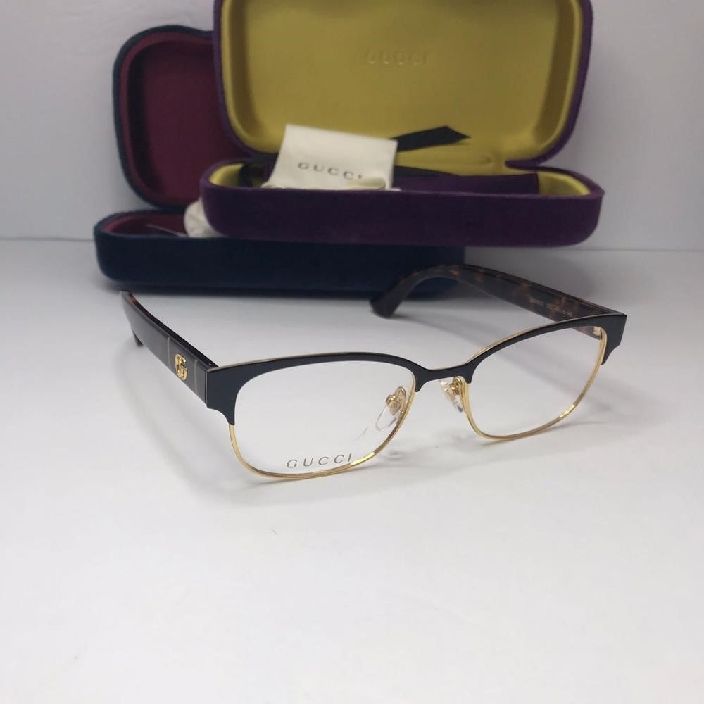 💯 orig Gucci GG0751O Women's Black Havana Frame Demo Lens Square Eyeglasses