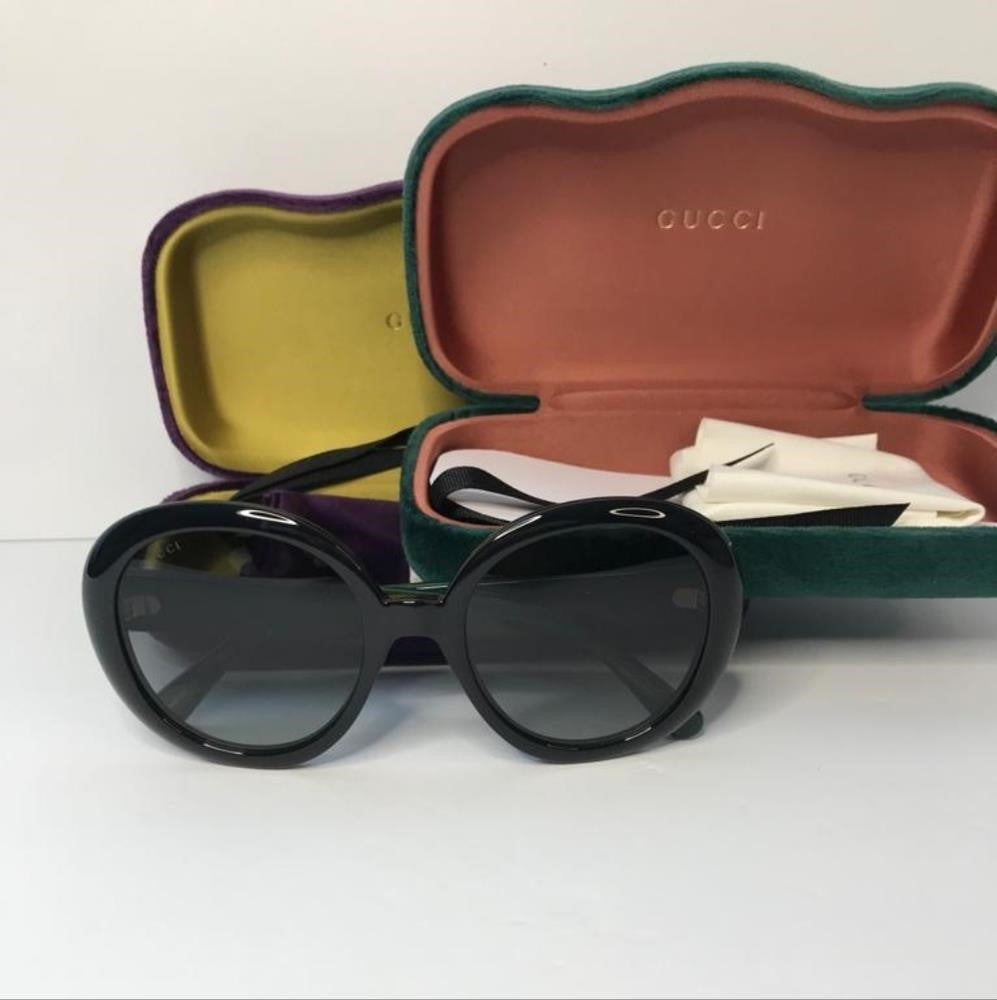 💯 Original Gucci Web Sunglasses GG0712S 001 Black-Green-Red/Grey Gradient Lens